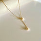 Adjustable Y-shaped freshwater pearl necklace，gold vermeil  