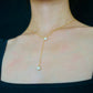 Adjustable Y-shaped freshwater pearl necklace，gold vermeil  ， black dress