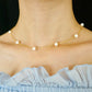 Starry Pearl Necklace， gold vermeil， Champagne-colored， blue cloth, gold chains